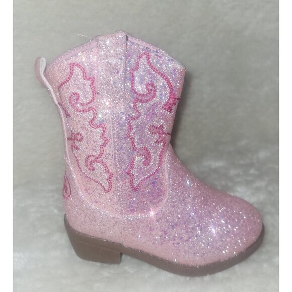 Cowboy Boots Little Kids TODDLER Size US 8 Blush Sparkle Glitter By Pawz NEW - Picture 2 of 9